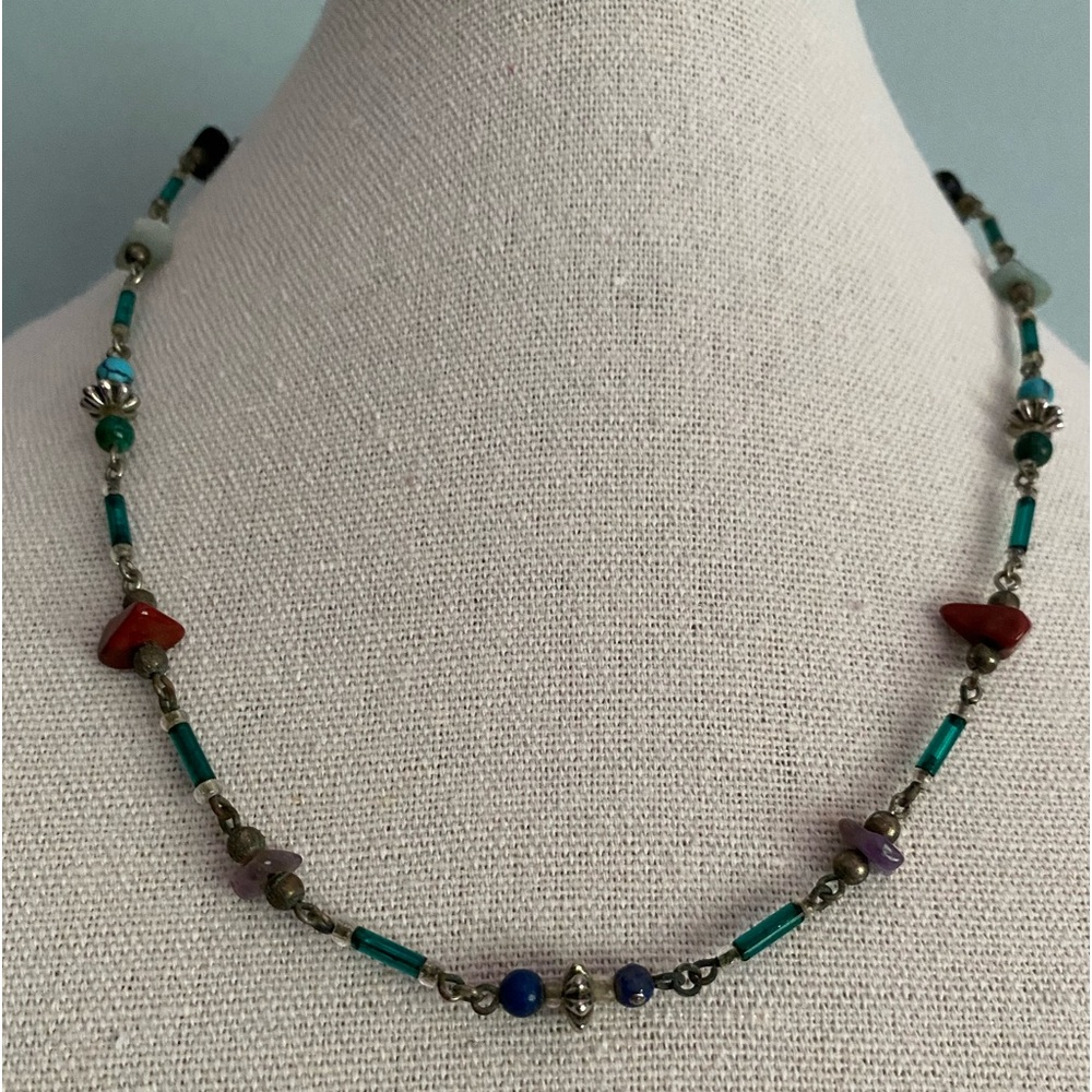 16” Sterling Silver and Beads Necklace.